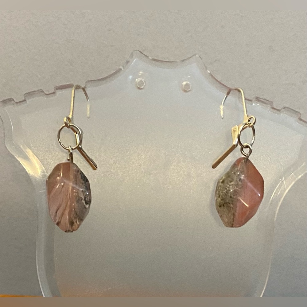 Rose Quartz nugget earrings - Strictly Canadian!